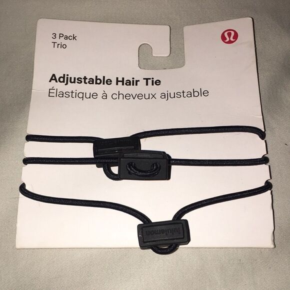 Lululemon 3 Pack adjustable bungee style black hair ties new on card - Picture 1 of 6